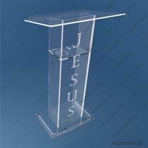 Púlpito de Acrílico Grande e Largo para com Gravação JESUS