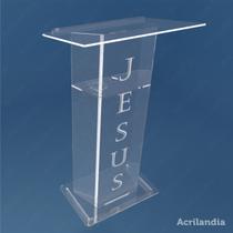 Púlpito de Acrílico para Igrejas c/ Gravação JESUS - Acrihouse Acrilico