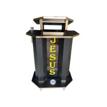 Pulpito de madeira com led colorida e porta microfone