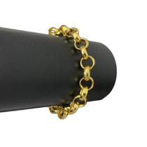 Pulseira 10mm Elo Português Feminina Banhada a Ouro 18k