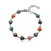 Pulseira 11 Olhos Coloridos Ródio Negro