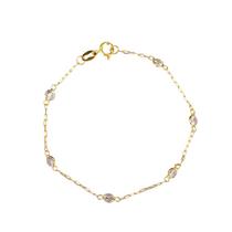 Pulseira 12,5 Cm Infantil Com 6 Zircônias 6 Mm Em Ouro 18K