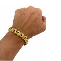 Pulseira 12mm Friso Triplo Banhado A Ouro 18k Luxo Pulseira 12mm Friso Triplo Banhado A Ouro 18k Luxo