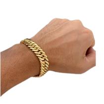 Pulseira 13Mm Grumet Lacraia Banhado Ouro 18K Elos Duplos