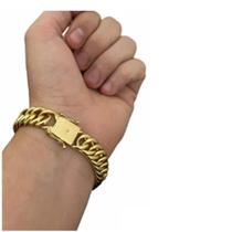 Pulseira 13Mm Grumet Oca Fecho Gravado 750 Banhado A Ouro 18