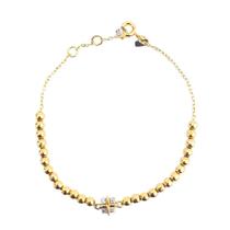 Pulseira 17 Cm Com 5 Diamantes Em Ouro 18K