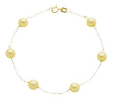 Pulseira 18 Cm De Ouro 18k 750 Perolas Legitimas