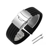 Pulseira 18mm Borracha Fecho Deployant Com Pinos de Engate Rápido para Relógio e Smartwatch
