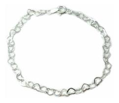 Pulseira 22 Cm Feminina Prata Legitima 925 Elo Coração Pulseira 22 Cm Feminina Prata Legitima 925 Elo Coração