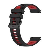 Pulseira 22mm Compatível com Ticwatch S2 Cor:Preta com Vermelho