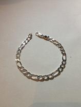 Pulseira 3 Em 1 Figaro 4m 21cm Unisex Em Prata 925 Italiana