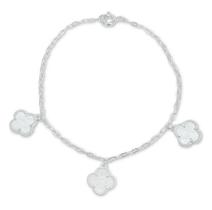 Pulseira 3 Pingente Flor Trevo Bloquinho Prata Original 925 Pulseira 3 Pingente Flor Trevo Bloquinho Prata Original 925