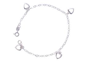 Pulseira 4 Coração Vazado Pendurado 4mm Pulseira 4 Coração Vazado Pendurado 4mm