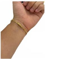 Pulseira 5Mm Banhado A Ouro 18K Luxo Cadeado Alongado