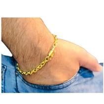 Pulseira 6mm Banhada Ouro 18k cadiado mueda antigo Pulseira 6mm Banhada Ouro 18k cadiado mueda antigo