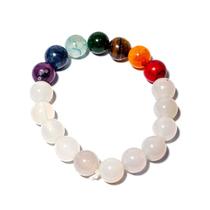 Pulseira 7 Chakras 18 Bolinhas 12 mm Furadas Fio Silicone