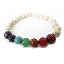 Pulseira 7 Chakras 8mm - Howlita Pulseira 7 Chakras 8mm - Howlita