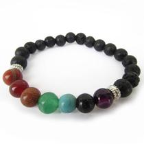 Pulseira 7 Chakras 8mm - Pedra Vulcânica Pulseira 7 Chakras 8mm - Pedra Vulcânica