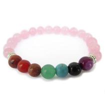 Pulseira 7 Chakras 8mm - Quartzo Rosa Pulseira 7 Chakras 8mm - Quartzo Rosa