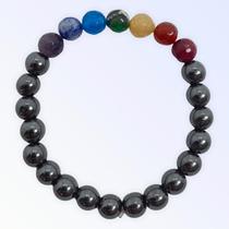 Pulseira 7 Chakras com pedras e hematita e silicone Pulseira 7 Chakras com pedras e hematita e silicone