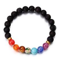 Pulseira 7 Chakras Lava Vulcânica, Buda Shambala, Importada