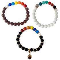 Pulseira 7 Chakras Pedras Vulcânicas - Escolha A Cor