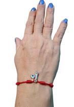 Pulseira 7 nós Kabbalah com pingente olho grego e figa Pulseira 7 nós Kabbalah com pingente olho grego e figa