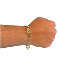 Pulseira 8mm Laminada Long de Mueda banhada a ouro Pulseira 8mm Laminada Long de Mueda banhada a ouro