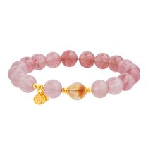 Pulseira 925 Silver Blessing para mulheres com quartzo morango