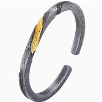 Pulseira 99 em prata e ouro 24K com incrustações para homens 45g Pulseira 99 em prata e ouro 24K com incrustações para homens 45g