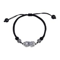 Pulseira 999 Silver Pixius para homens com obsidiana e lua cinza
