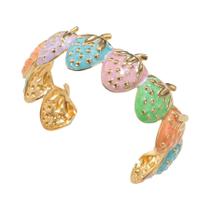 Pulseira Aberta De Aço Inoxidável Vermelha Com Design De Morango E Cereja, Joia Da Moda Para Pulseira Aberta De Aço Inoxidável Vermelha Com Design De Morango E Cereja, Joia Da Moda Para