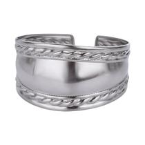 Pulseira Aberta Geométrica Punk Em Aço Inoxidável Prata Para Mulheres, Joia Clássica Para Presente