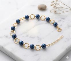 Pulseira Abs C/ Aros Base:DouradoCor:Azul Pulseira Abs C/ Aros Base:DouradoCor:Azul