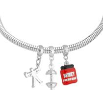 Pulseira Academia Berloque Banhado a Prata 925 Pulseira Academia Berloque Banhado a Prata 925