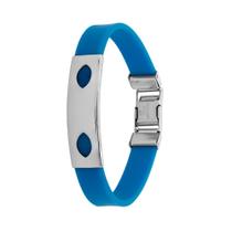 Pulseira Aço Color Teen Azul c/ Desenho Oval 10mm 21cm
