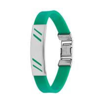 Pulseira Aço Color Teen Verde c/ Desenho Diagonal 10mm 21cm Pulseira Aço Color Teen Verde c/ Desenho Diagonal 10mm 21cm