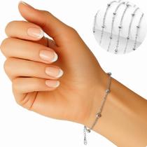 Pulseira aço inox 4mm Elos e Bolinhas com extensor brilhante e resistente