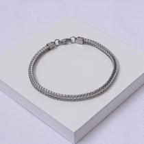 Pulseira Aço Inox Prateado Elos Grumet Duplo