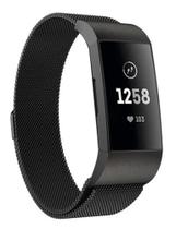 Pulseira Aço Inoxidável Milanese Para Fitbit Charge 3 - Preto Tamanho G - 123smart