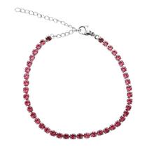 Pulseira Aço Riviera Zirconia Rosa Pink Delicado + Extensor