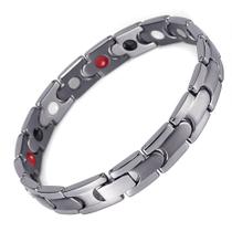 Pulseira Aço Titânio Fibra de Carbono Magnética Luxo