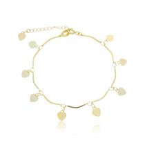 Pulseira Adulto Banhado a Ouro 18k Feminina Dourada Coração