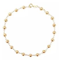 PULSEIRA ADULTO BOLAS 4MM EM OURO 18K/750 - 20,5cm - (C/E)