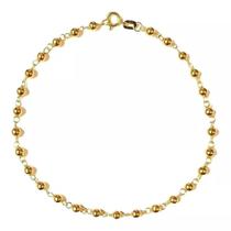 PULSEIRA ADULTO BOLINHAS 3MM EM OURO 18K 750- 18,5cm (cod18e/u)