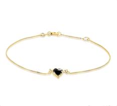 Pulseira Adulto Ouro 18k 0,750 Coração De Zircônia 5mm 20cm