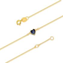 Pulseira Adulto Ouro 18k Com Coração De Zircônia 5mm 18cm