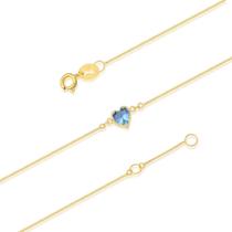Pulseira Adulto Ouro 18k Com Coração De Zircônia 5mm 18cm