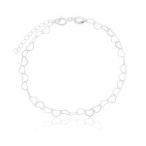 Pulseira Adulto Prata 990 Formato Coração Feminina Delicada