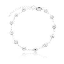 Pulseira Adulto Prata Bolinhas Feminina Delicada Minimalista